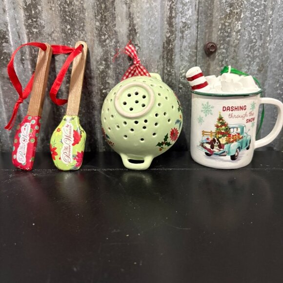 Christmas Kitchen Ornaments Spatulas Mini Colander Mug Hot Cocoa Tree Truck - Picture 11 of 15